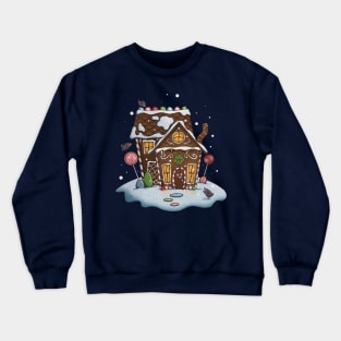 Holiday Gingerbread House with Cute Crows Crewneck Sweatshirt